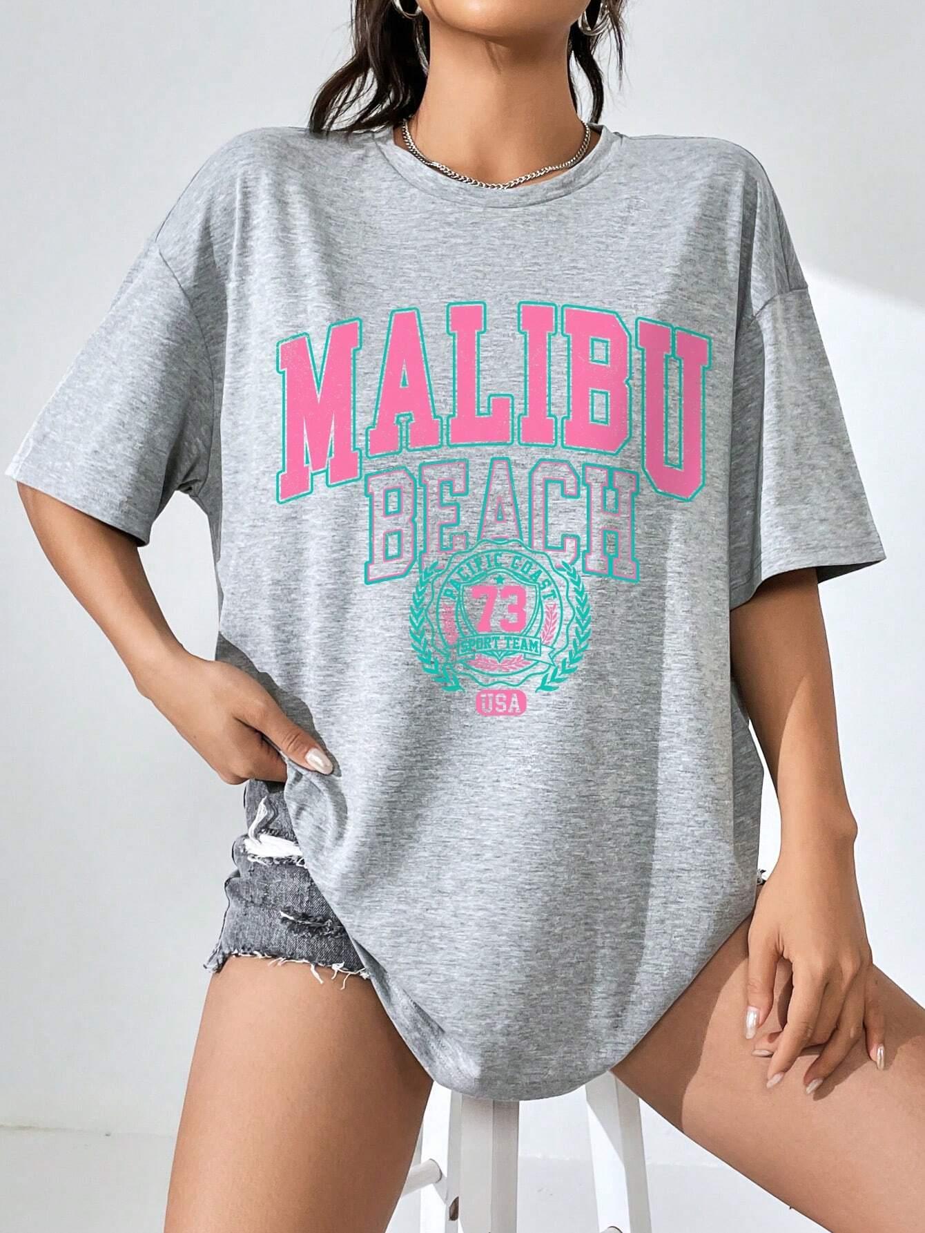 Malibu Beach Letter Print Prin - огляд і ціна Streetwear Brand Clothing
